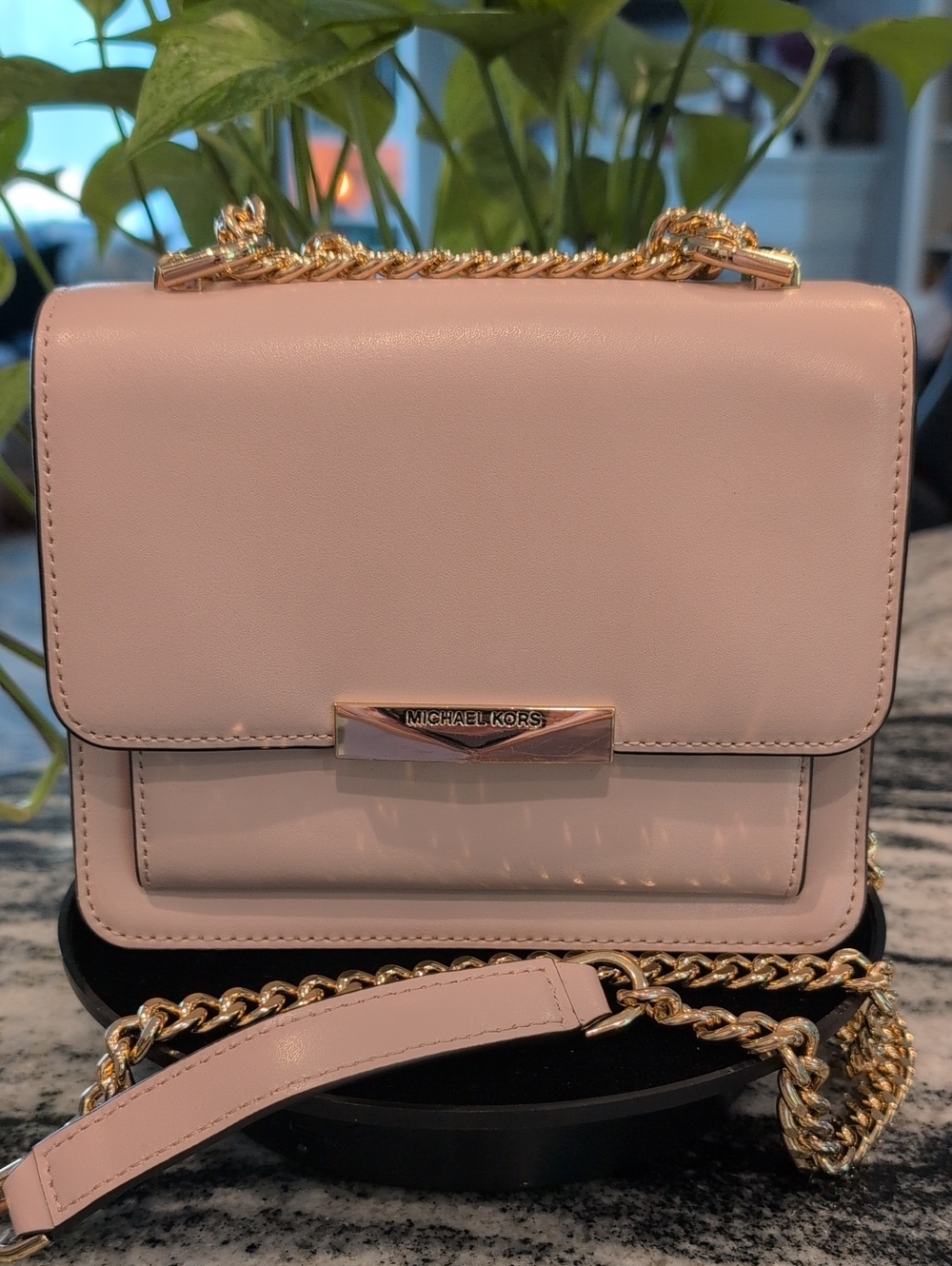 Michael Kors Jade Blush Pink Leather Chain Crossbody Bag